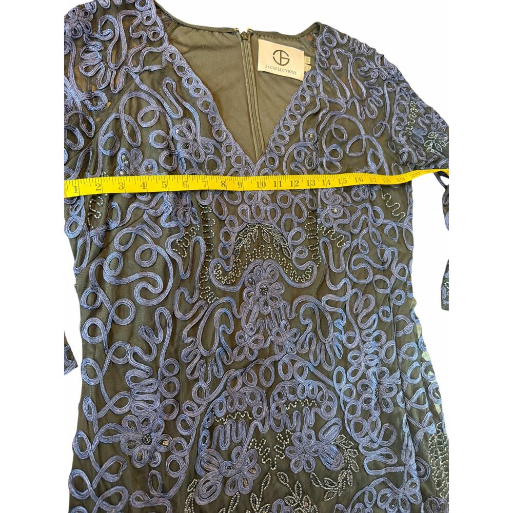 JS Collections Navy Embroidery Beaded Dress - Size 16W - Picture 5 of 16